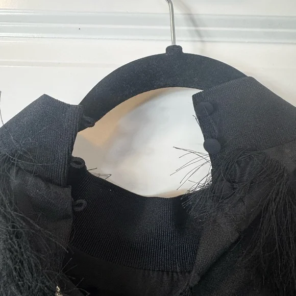 Elegant NWT Black Fringe Long Sleeve Midi Dress - Picture 7 of 8